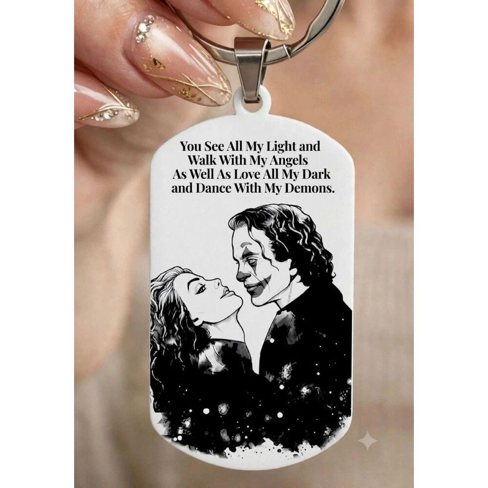 Joker Harley Queen Love Movie Show TV Stainless Keychain Cartoon Anime Kiss Hug
